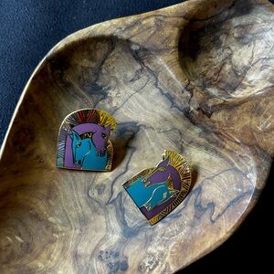 Vintage Laurel Burch "Embracing Horses" Enamel Earrings